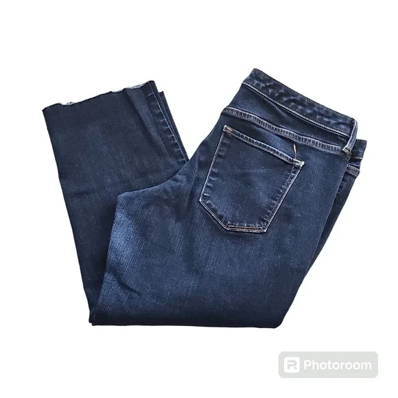 Mossimo Women's Mid Rise Straight Dark Wash Crop Raw Hem Size 12 34X23 - Picture 10 of 12